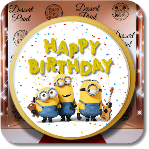 Custom 4K Minion Birthday Cookies by Dessert Print - Dessert Print
